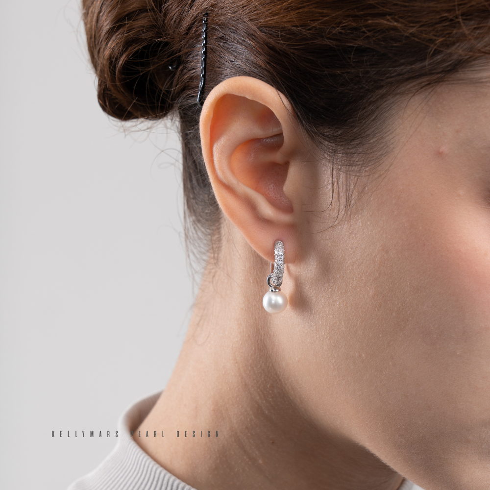 Selis – 7–7.5mm Natural Freshwater Pearl Hoop Earrings 3-in-1 Design