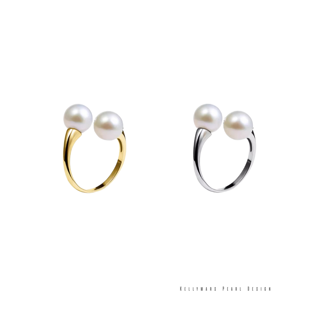 Halo – 8–8.5mm Designer Freshwater Aurora Pearl Open Adjustable Ring