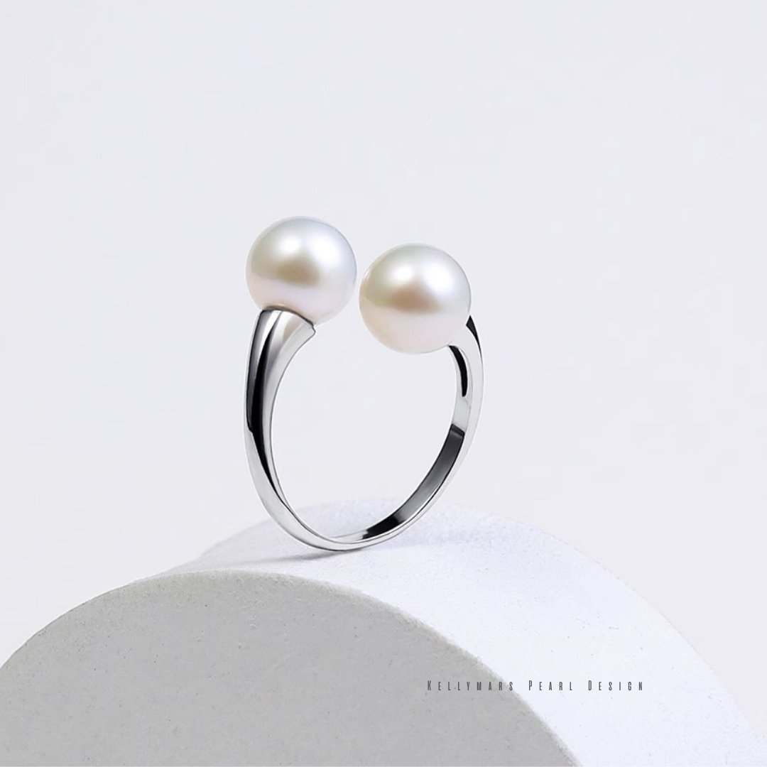 Halo – 8–8.5mm Designer Freshwater Aurora Pearl Open Adjustable Ring