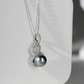 9mm-9.5mm Black Tahitian Custom Pearl Pendant Necklace - AAA Quality