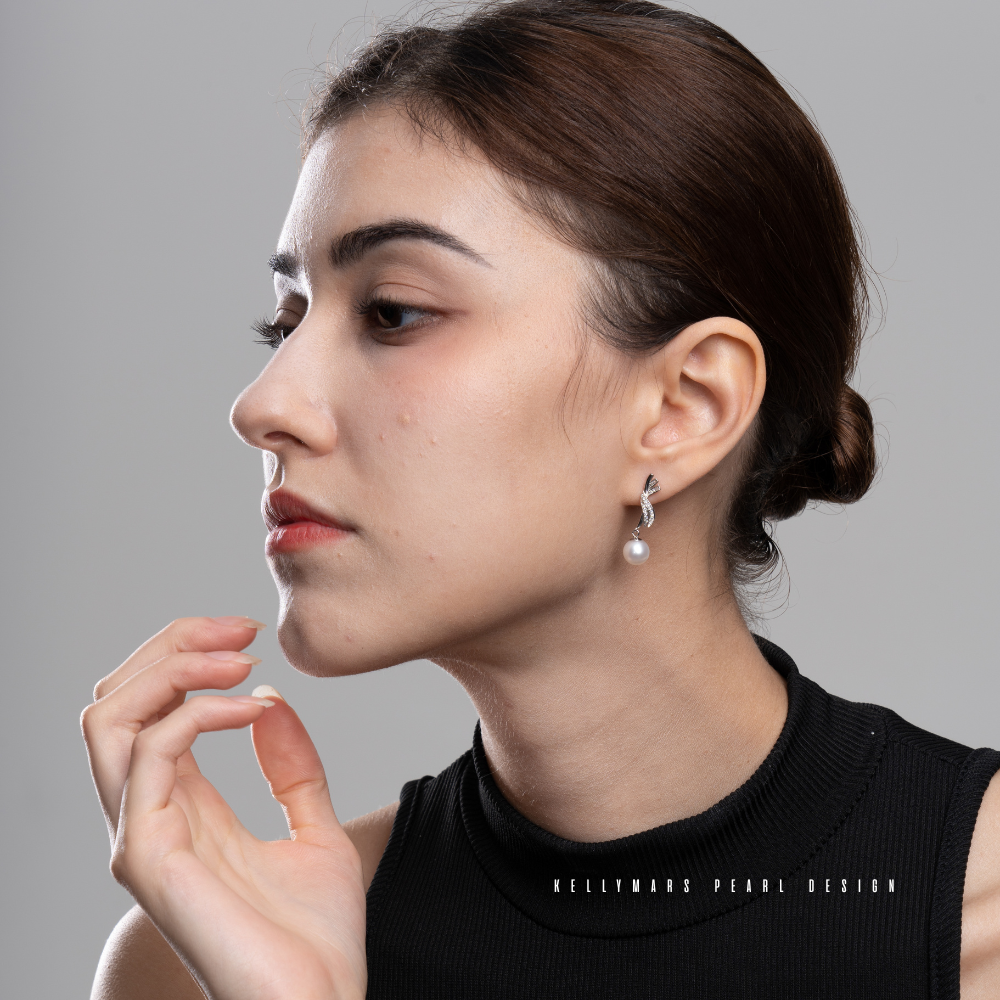 8mm-8.5mm Natural Freshwater Pearl Earrings in 925 Sterling Silver – AAA Quality Design