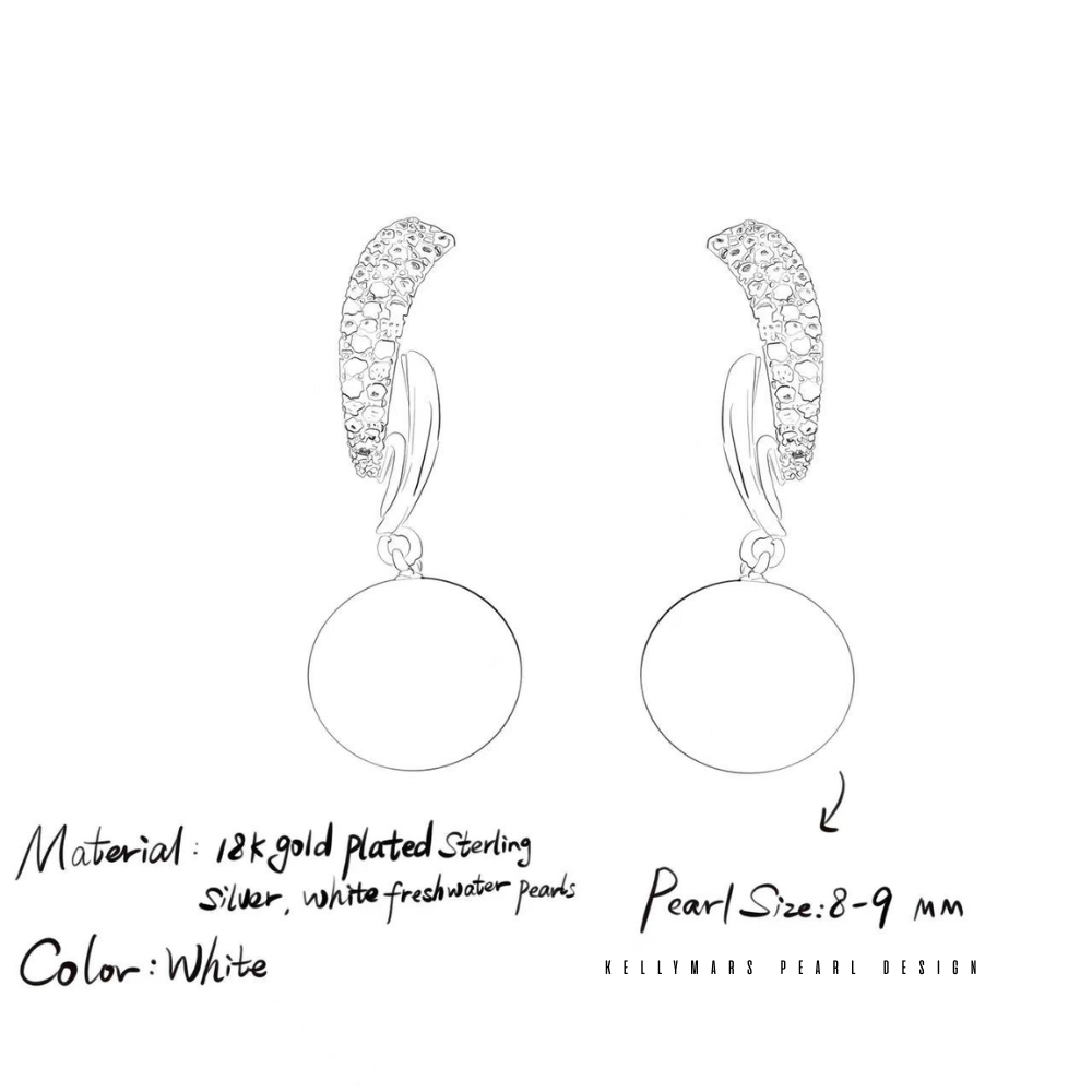8mm-8.5mm Natural Freshwater Pearl Earrings in 925 Sterling Silver – AAA Quality Design