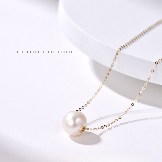 Alba – 8–9.5mm 18K Solid Gold Minimalist Akoya Saltwater Pearl Pendant Necklace