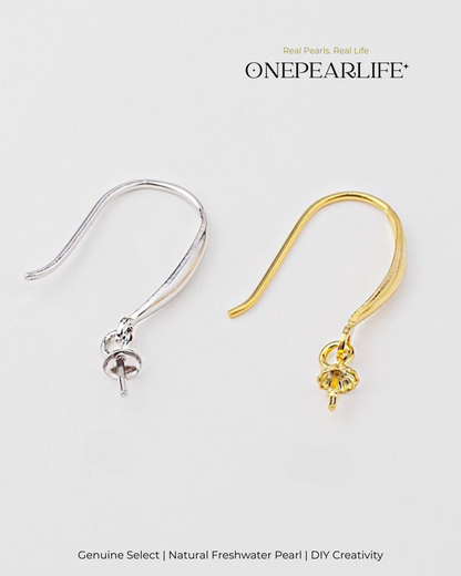 925 Silver & 18K Gold Vermeil Ear Hook Earring Base | DIY Basic Earring Setting for Custom Jewelry (Per Pair) Onepearlife