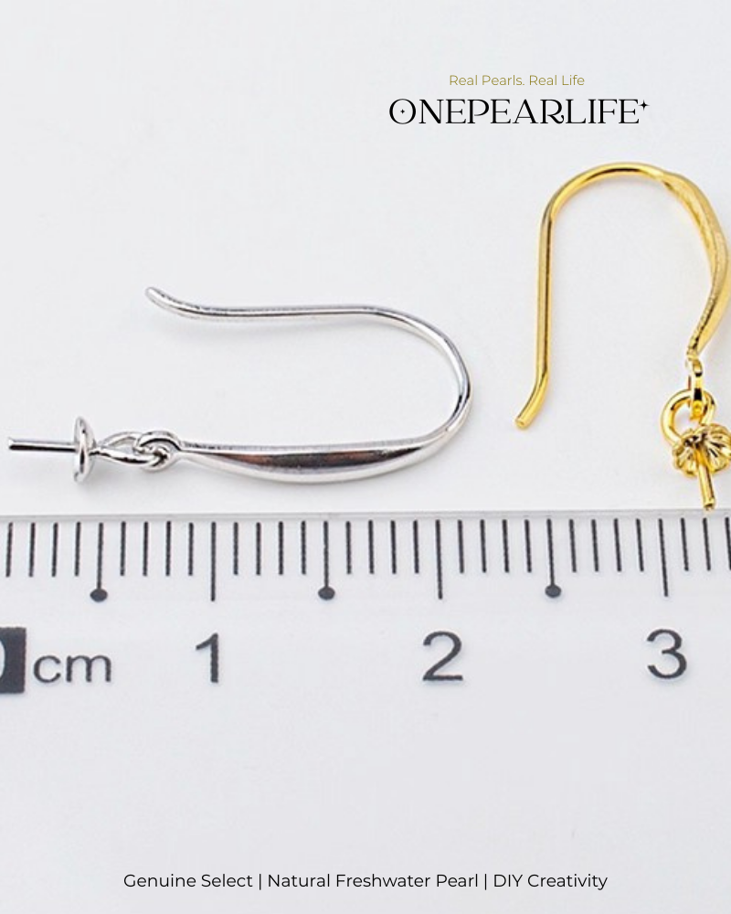 925 Silver & 18K Gold Vermeil Ear Hook Earring Base | DIY Basic Earring Setting for Custom Jewelry (Per Pair) Onepearlife