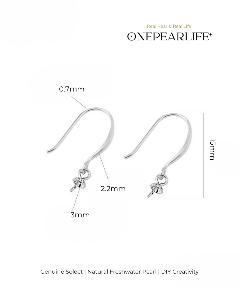 925 Silver & 18K Gold Vermeil Ear Hook Earring Base | DIY Basic Earring Setting for Custom Jewelry (Per Pair) Onepearlife