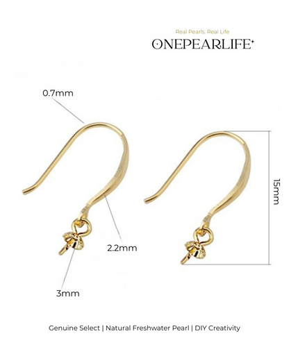 925 Silver & 18K Gold Vermeil Ear Hook Earring Base | DIY Basic Earring Setting for Custom Jewelry (Per Pair) Onepearlife