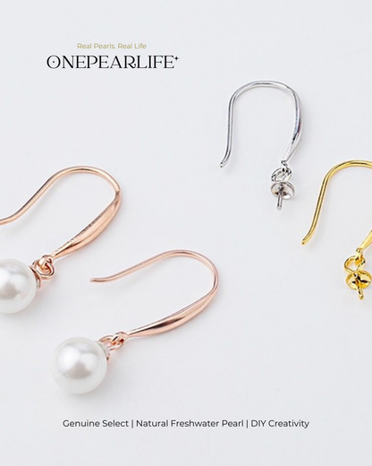 925 Silver & 18K Gold Vermeil Ear Hook Earring Base | DIY Basic Earring Setting for Custom Jewelry (Per Pair) Onepearlife