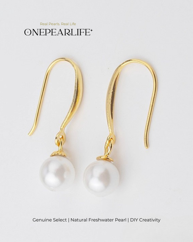 925 Silver & 18K Gold Vermeil Ear Hook Earring Base | DIY Basic Earring Setting for Custom Jewelry (Per Pair) Onepearlife