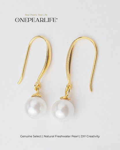 925 Silver & 18K Gold Vermeil Ear Hook Earring Base | DIY Basic Earring Setting for Custom Jewelry (Per Pair) Onepearlife