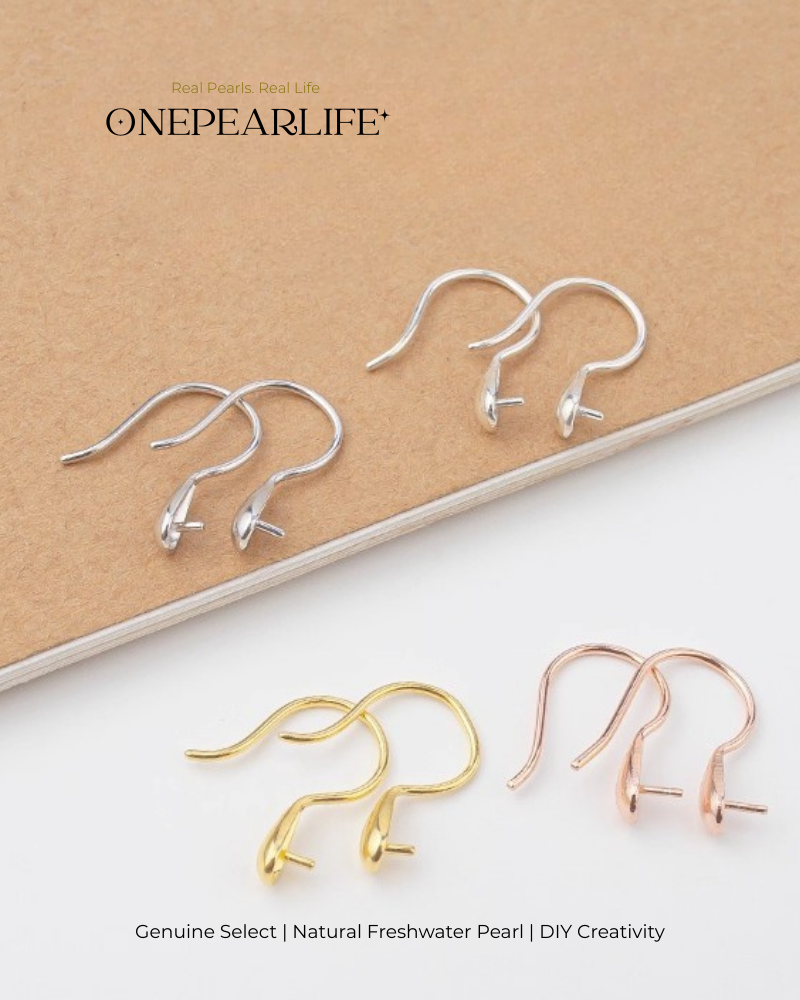 925 Silver & 18K Gold Vermeil High Heel Earring Base | DIY Basic Earring Setting for Custom Jewelry (Per Pair) Onepearlife