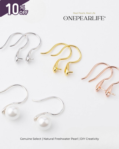925 Silver & 18K Gold Vermeil High Heel Earring Base | DIY Basic Earring Setting for Custom Jewelry (Per Pair) Onepearlife
