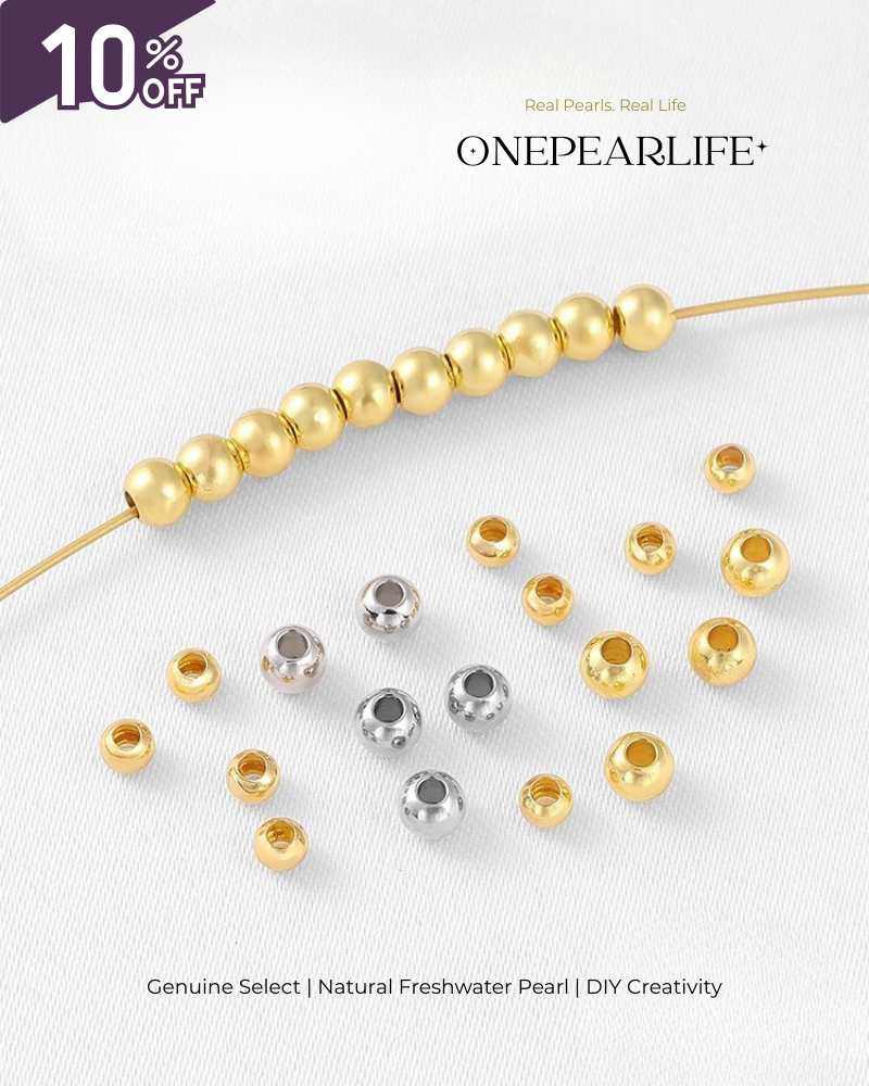925 Silver & 18K Gold Vermeil Spacer Beads | DIY Jewelry Making Supplies（10 beads per pack）