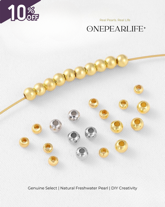 925 Silver & 18K Gold Vermeil Spacer Beads | DIY Jewelry Making Supplies（10 beads per pack）