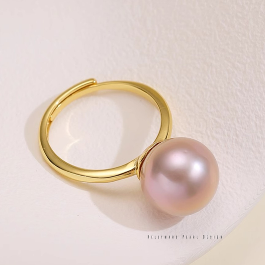 Muse – 9–9.5mm Natural Purple Edison Pearl Ring in 18K Gold Plated