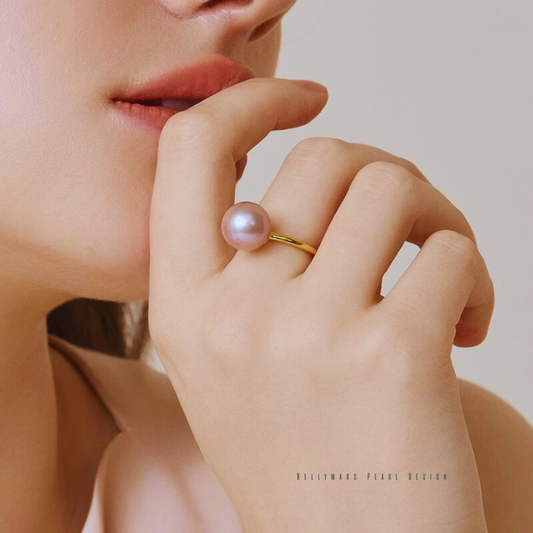 Muse – 9–9.5mm Natural Purple Edison Pearl Ring in 18K Gold Plated