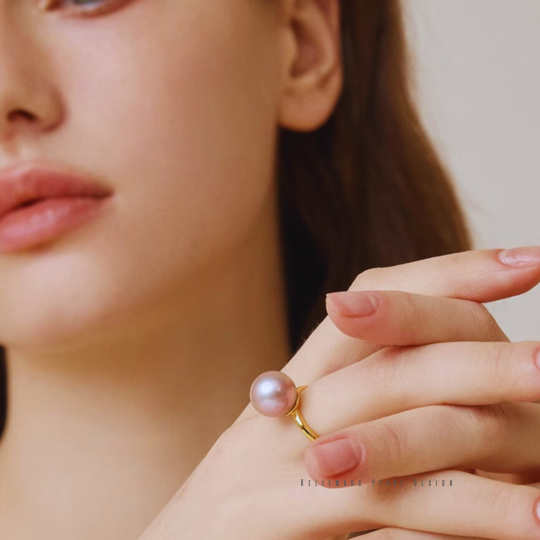 Muse – 9–9.5mm Natural Purple Edison Pearl Ring in 18K Gold Plated