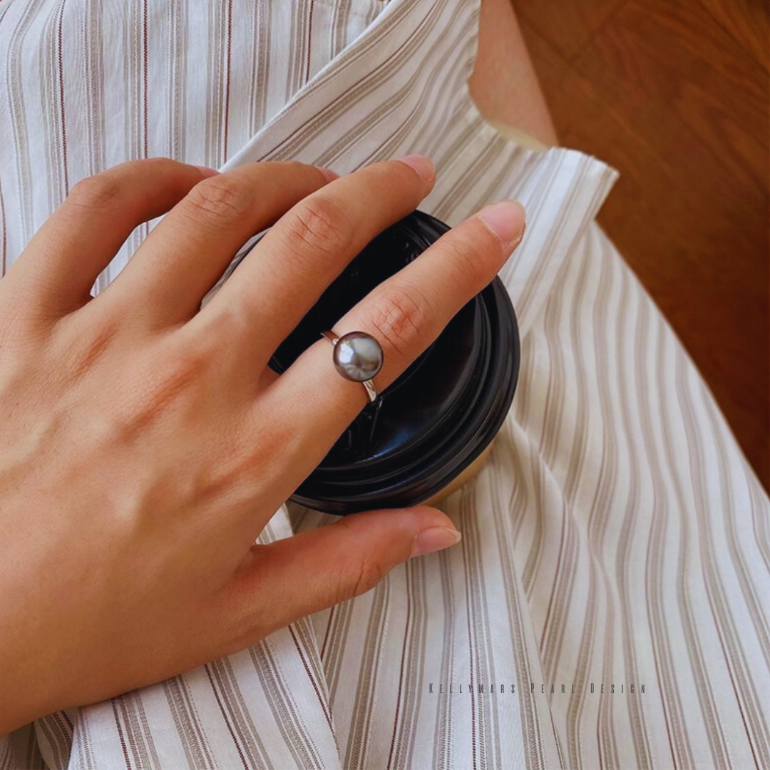 Nyx – 9–9.5mm Tahitian Black Pearl Ring