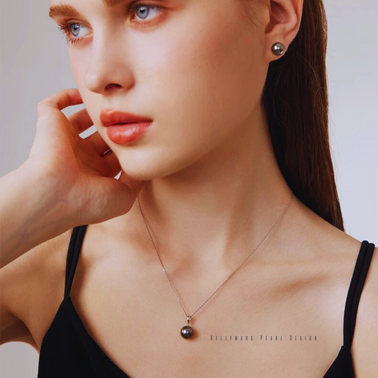 Serenith – 9–9.5mm 18K Solid White Gold Black Tahitian Pearl Pendant Necklace