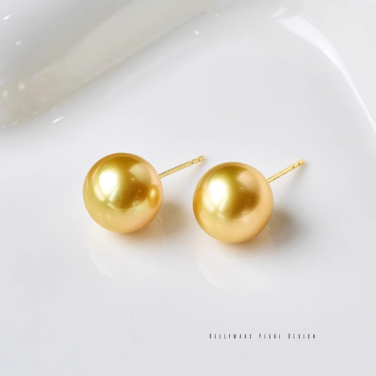 Solara – 10–10.5mm 18K Solid Gold South Sea Pearl Stud Earrings