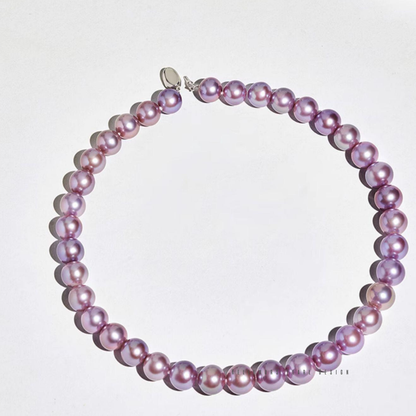 Amara – 9–9.5mm Natural Freshwater Purple Edison Pearl Pendant Necklace in 18K White Gold