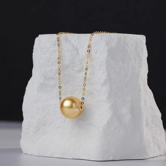 10mm-10.5mm  18K Solid Gold South Sea Pearl Pendant Necklace - AAAA Quality（With GIA Certificate)