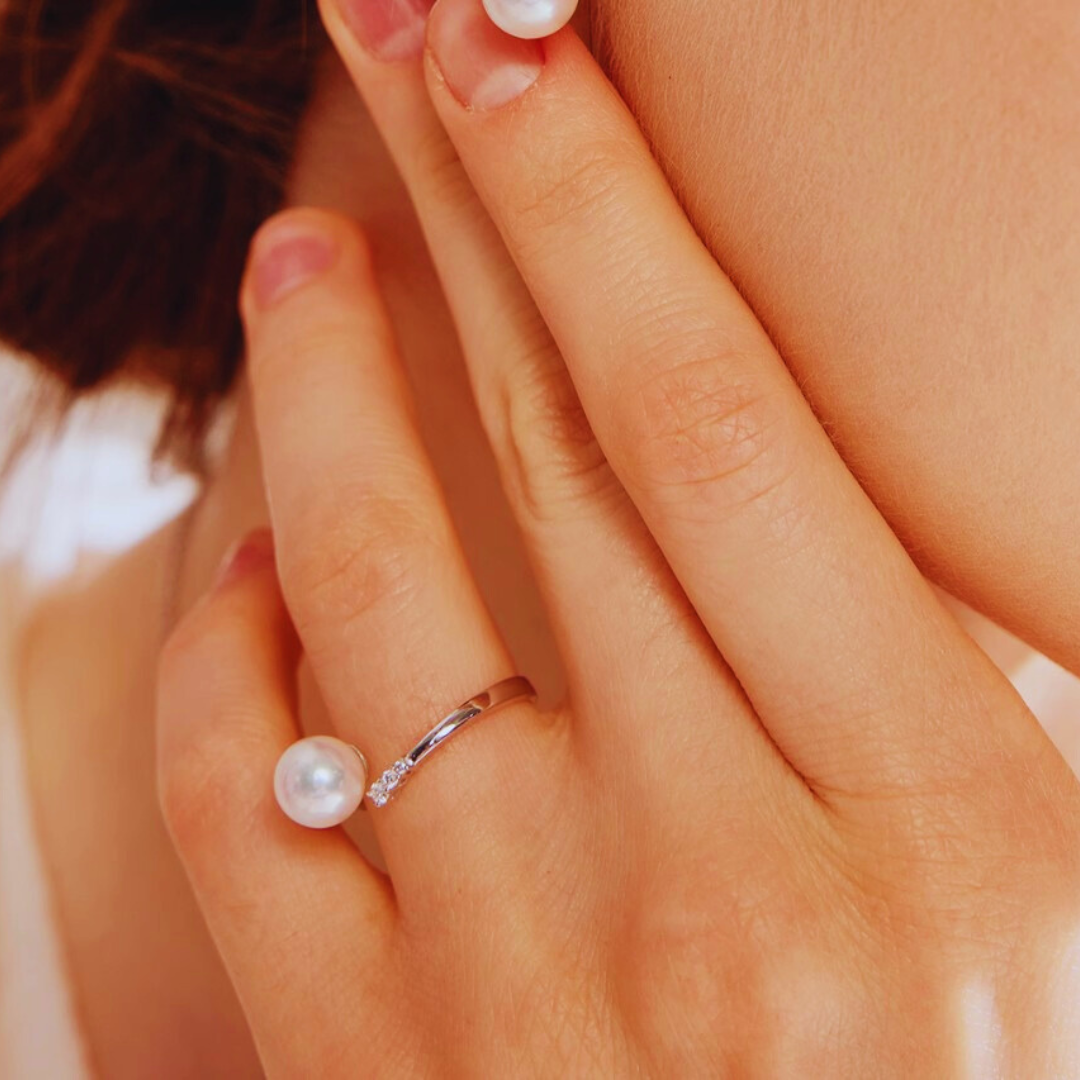 8mm-8.5mm Akoya Pearl Adjustable Open Ring - AAA Quality