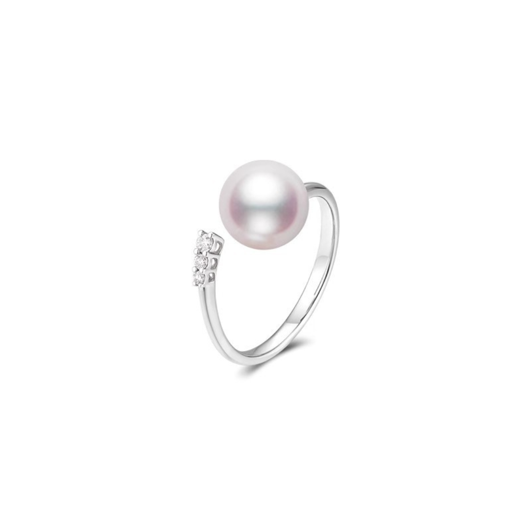 8mm-8.5mm Akoya Pearl Adjustable Open Ring - AAA Quality