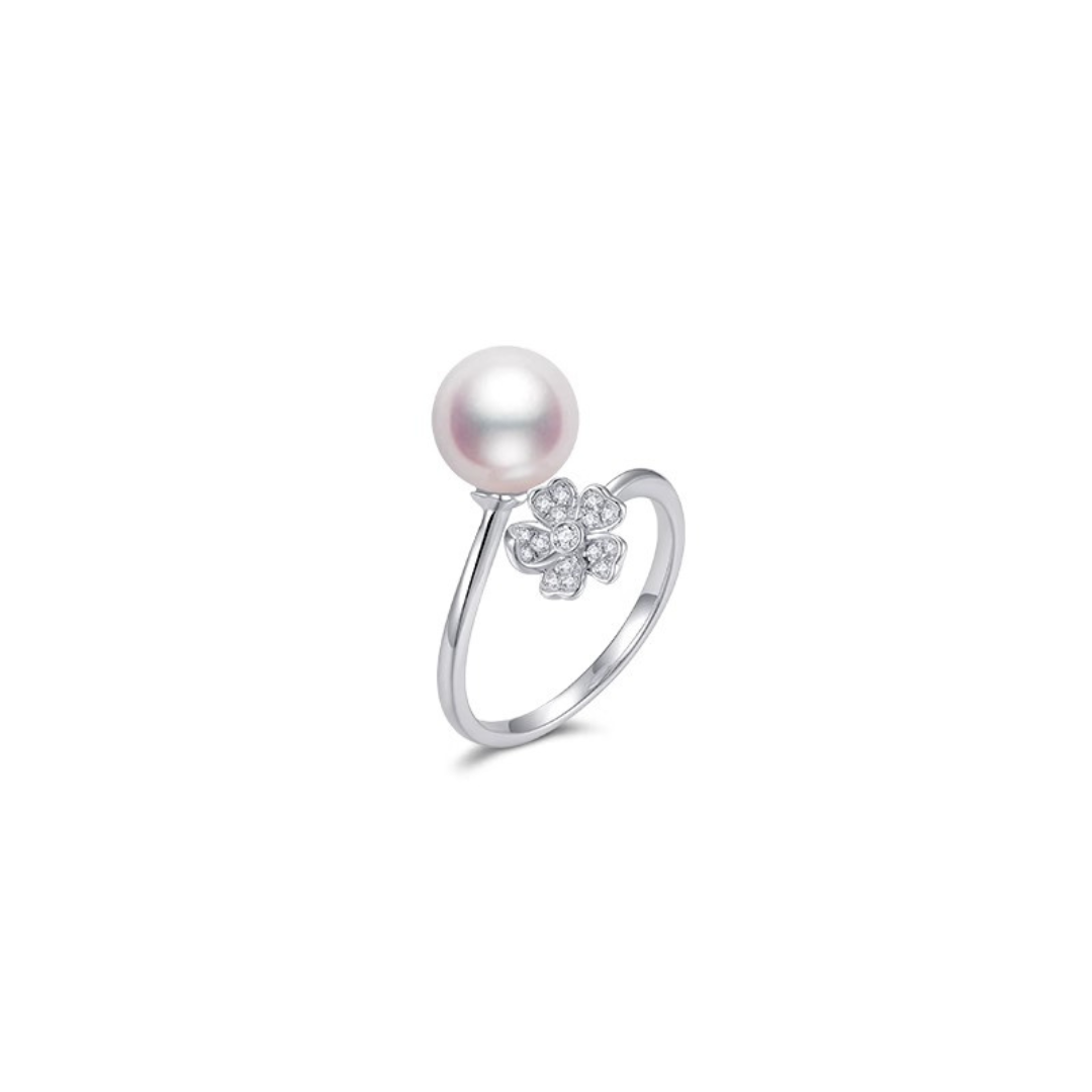 8mm-8.5mm Custom Akoya Pearl Open Ring - AAA Quality