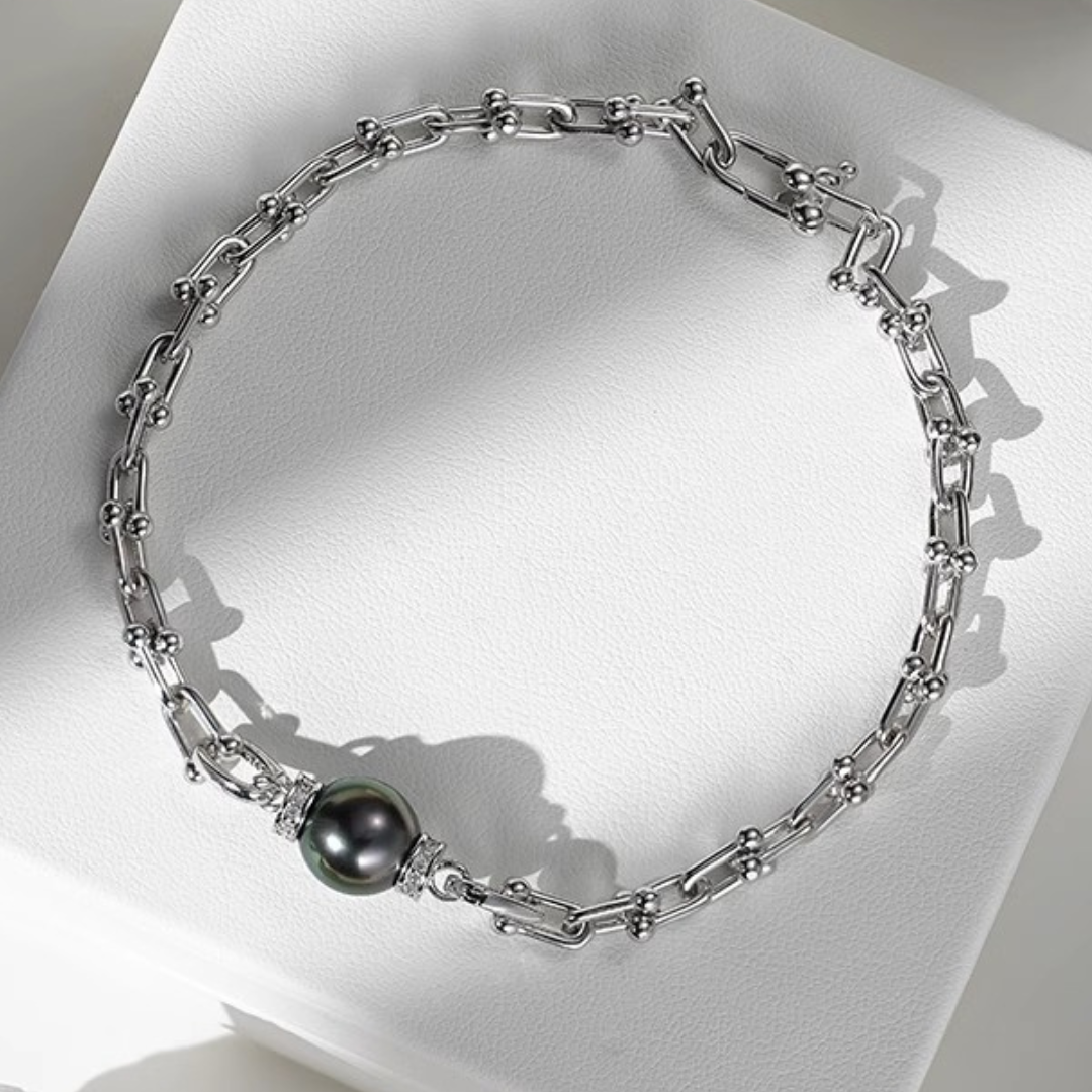 10mm-10.5mm Black Tahitian Pearl Bracelet - AAA Quality