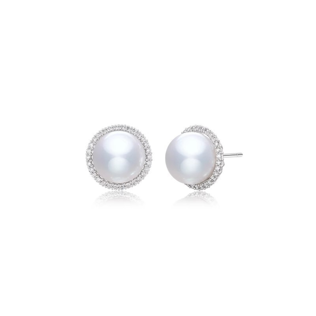 9mm-9.5mm Brilliant Aurora Freshwater Pearl Earrings - AAA Quality