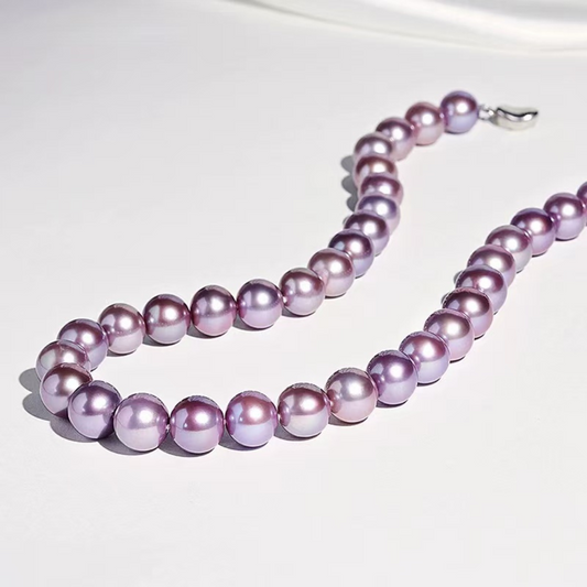 9mm-9.5mm  Purple Edison Pearl Pendant Necklace - AAA Quality