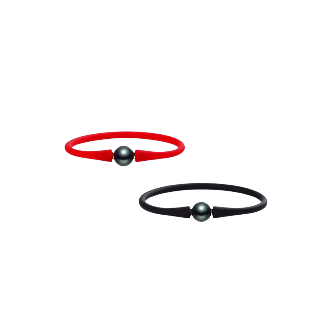 9mm-9.5mm Tahitian Black Pearl Silicone Sports Bracelet - AAA Quality