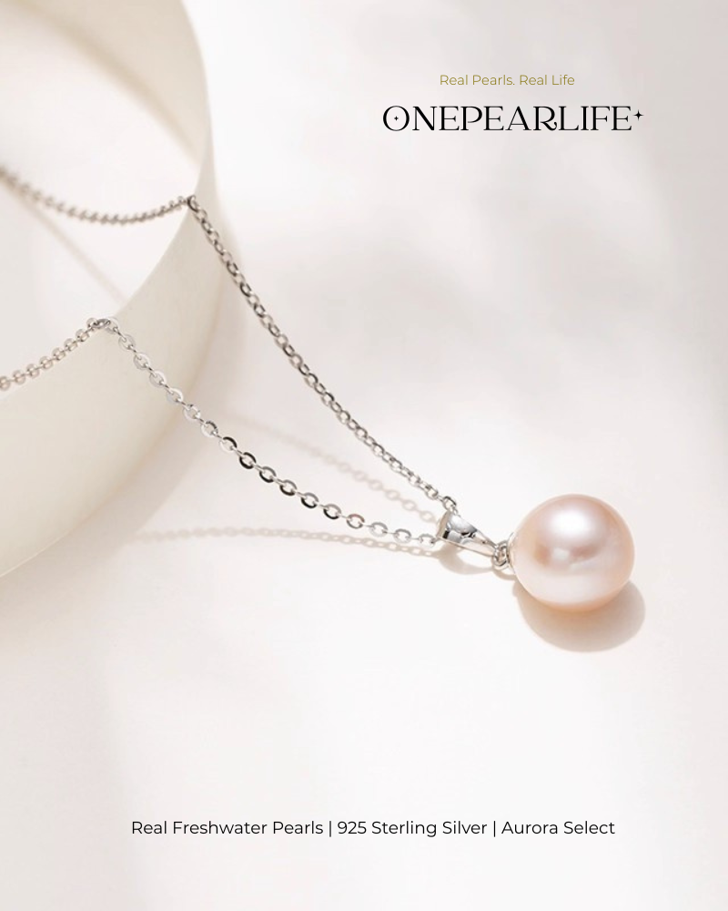 Aeliana – AAA Quality Oval Freshwater Pearl Pendant Necklace | 8–9mm | 925 Sterling Silver