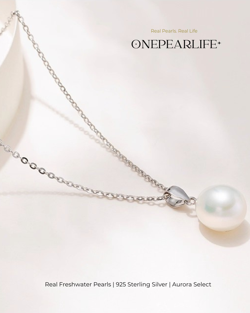 Aeliana – AAA Quality Oval Freshwater Pearl Pendant Necklace | 8–9mm | 925 Sterling Silver