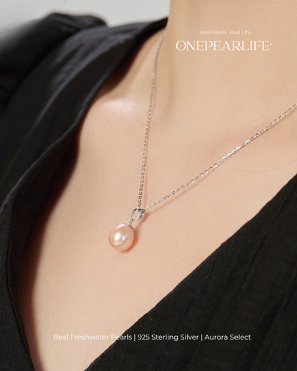 Aeliana – AAA Quality Oval Freshwater Pearl Pendant Necklace | 8–9mm | 925 Sterling Silver