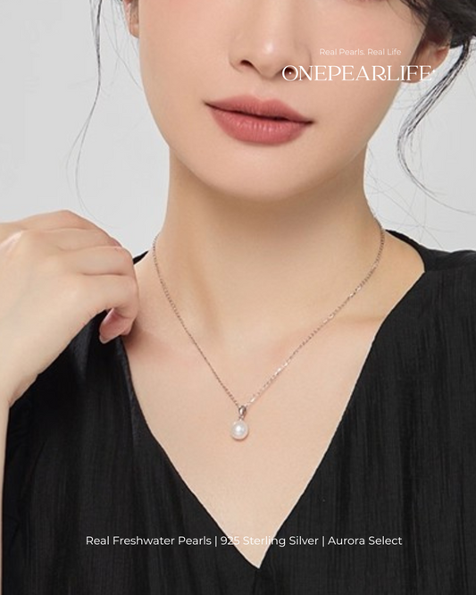 Aeliana – AAA Quality Oval Freshwater Pearl Pendant Necklace | 8–9mm | 925 Sterling Silver