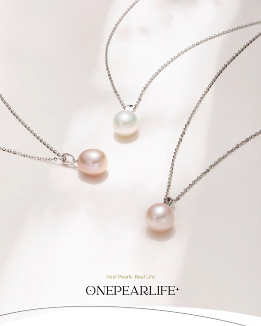 Aeliana – AAA Quality Oval Freshwater Pearl Pendant Necklace | 8–9mm | 925 Sterling Silver Onepearlife