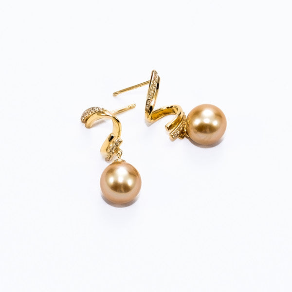 Gold South Sea Saltwater Pearl Earrings AAAA Quality