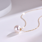 18K Solid Gold Minimalist Akoya Saltwater Pearl Pendant Necklace AAAA Quality（8.5mm-9mm）