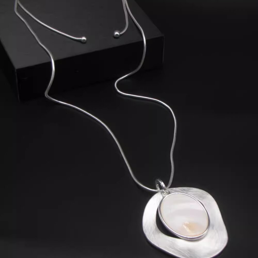 Minimalist Mother-of-Pearl Art Pendant