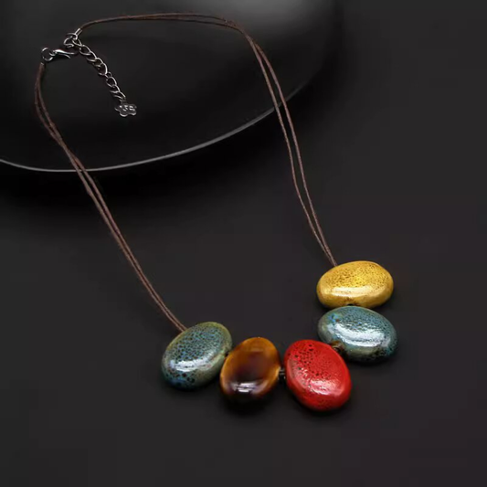 Colorful Ceramic Stone-Shaped Personalized Necklace