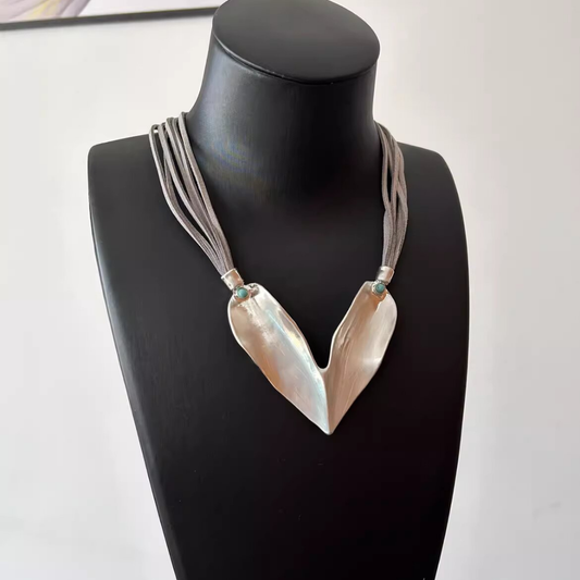 Gold Silver Heart Art Necklace