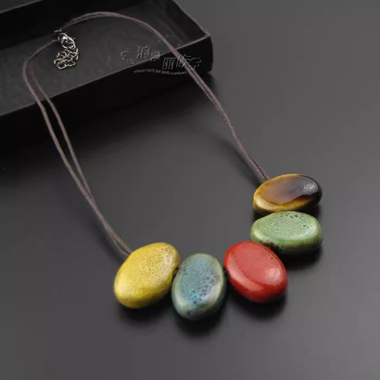 Colorful Ceramic Stone-Shaped Personalized Necklace