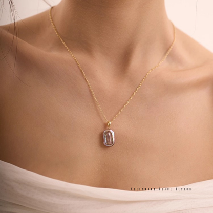 Aura – 12–14mm Minimalist Baroque Pearl Pendant Necklace in 18K Gold Plated