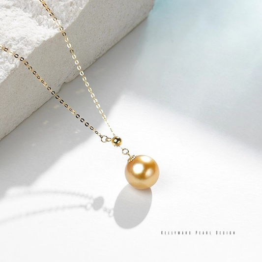 Thaléa  –10–10.5mm Golden South Sea Y-Shaped Adjustable Pearl Necklace in 18K Solid Gold