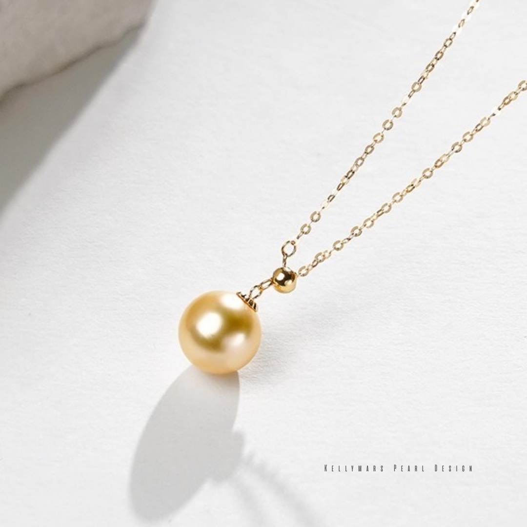 Thaléa  –10–10.5mm Golden South Sea Y-Shaped Adjustable Pearl Necklace in 18K Solid Gold