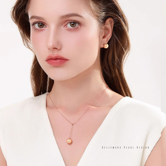 Thaléa  –10–10.5mm Golden South Sea Y-Shaped Adjustable Pearl Necklace in 18K Solid Gold
