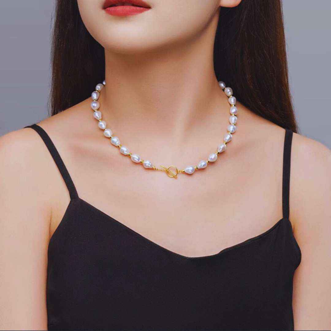 Vintage Baroque Pearl Necklace Choker - AAA Quality