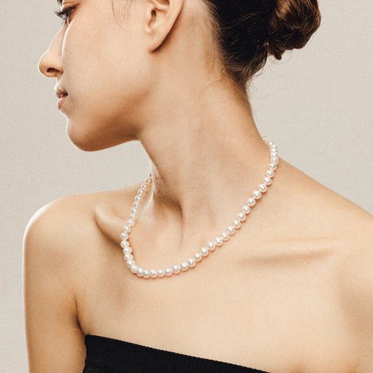 Classic White Aurora Pearl Necklace AAA Quality